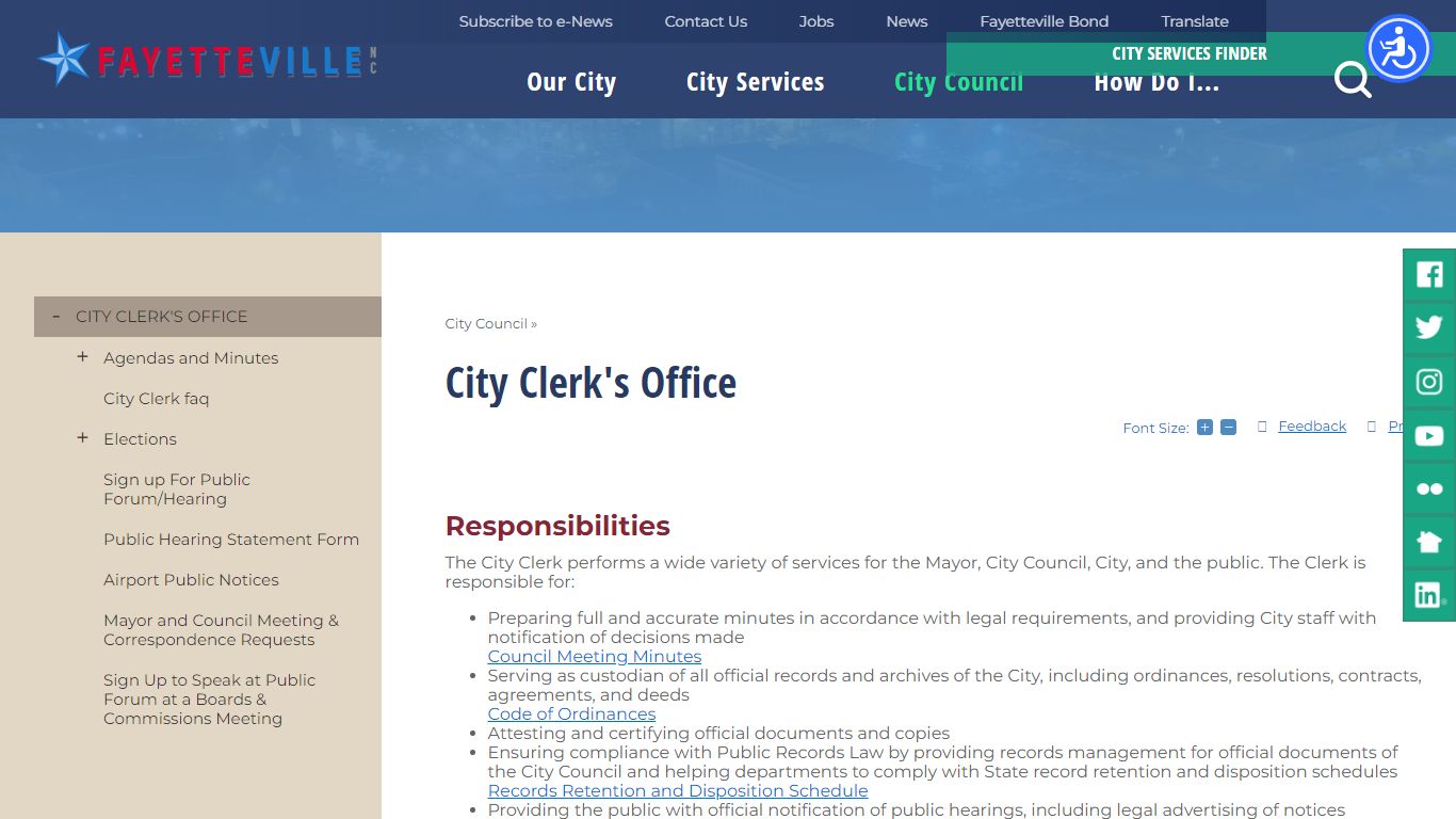 City Clerk's Office | Fayetteville, NC